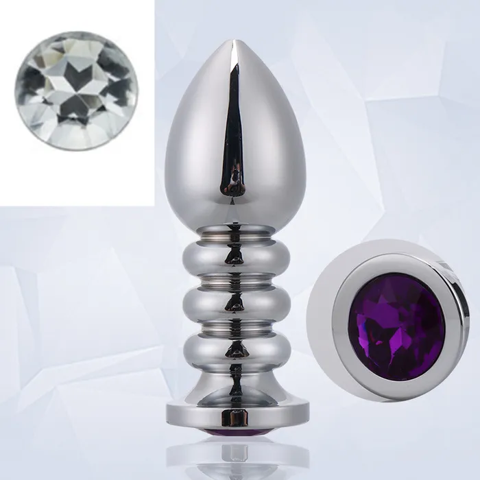 RY Large Jewelled Stainless Steel Anal Plug Threaded Crystal Edition RY Male Sex Toys