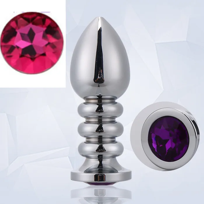 RY Large Jewelled Stainless Steel Anal Plug Threaded Crystal Edition RY Male Sex Toys