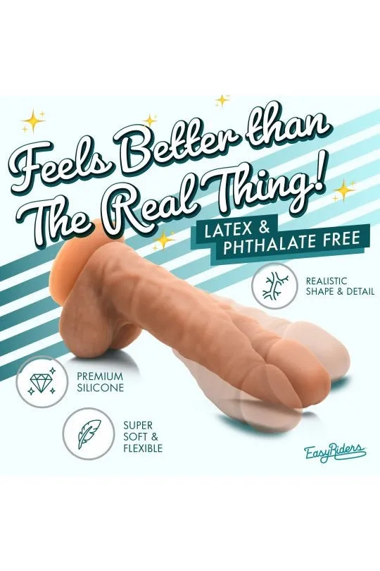 Sex On the Go Dildos Easy Riders 7 Inch Silicone Dildo with Balls Medium or Light