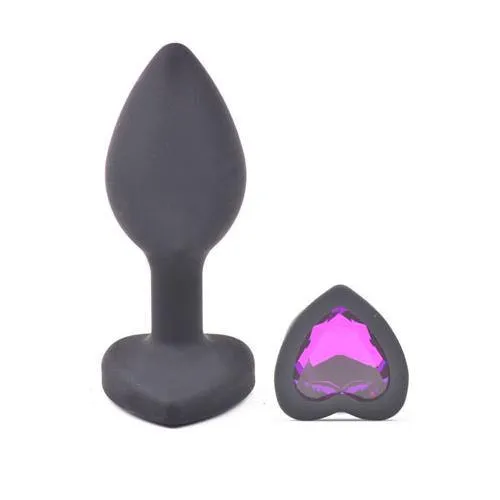 Various Toy Brands Anal Small Heart Shaped Diamond Base Black Butt Plug